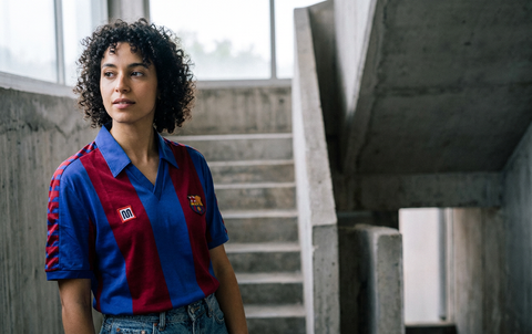 AI recreation of the FC Barcelona home 1982-89 shirt, generated by Kitlist from its documented design record.