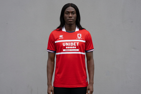 AI recreation of the Middlesbrough FC home 2023/24 shirt, generated by Kitlist from its documented design record.