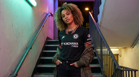 AI recreation of the Chelsea third 2019/20 shirt, generated by Kitlist from its documented design record.