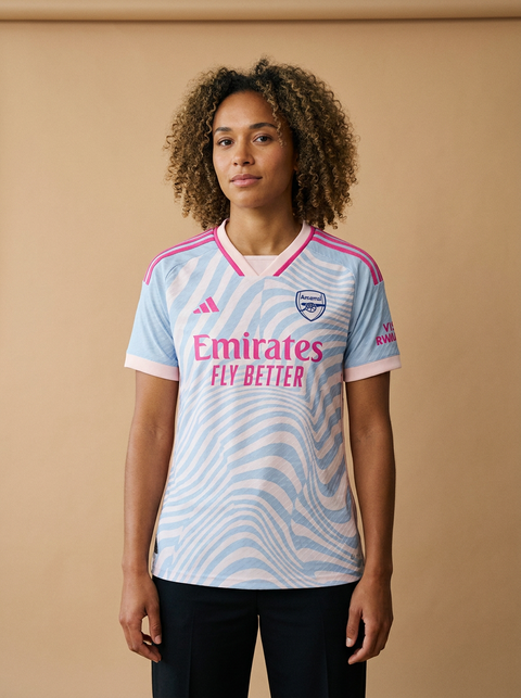 AI recreation of the Arsenal away 2023/24 shirt, generated by Kitlist from its documented design record.