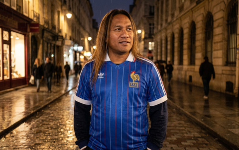 AI recreation of the France home 1982 shirt, generated by Kitlist from its documented design record.