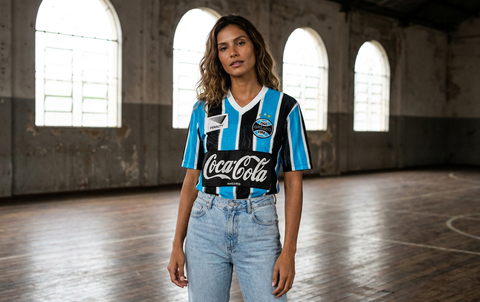 AI recreation of the Grêmio home 1989/90 shirt, generated by Kitlist from its documented design record.