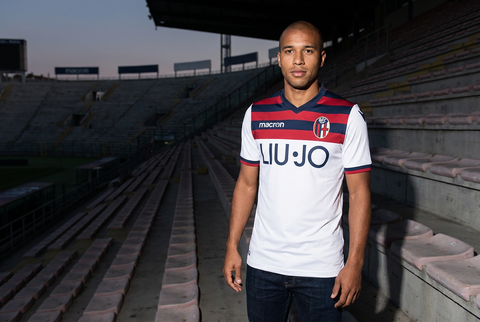 AI recreation of the Bologna away 2018/19 shirt, generated by Kitlist from its documented design record.