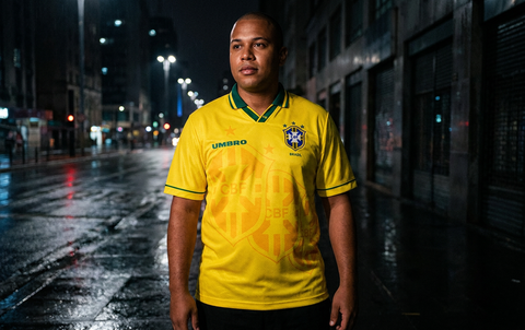 AI recreation of the Brazil home 1994 shirt, generated by Kitlist from its documented design record.