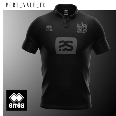 The blackout Errea Port Vale F.C. third shirt for the 2021-2022 season.