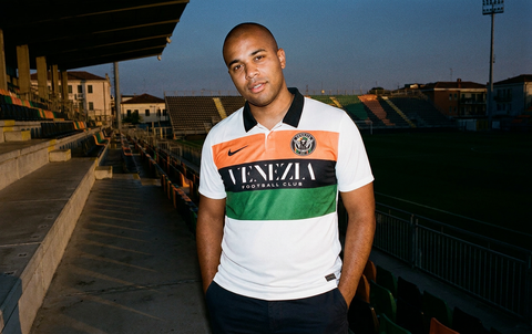 AI recreation of the Venezia F.C. away 2020/21 shirt, generated by Kitlist from its documented design record.
