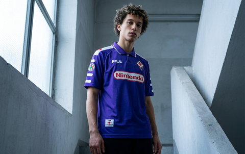 AI recreation of the Fiorentina home 1998/99 shirt, generated by Kitlist from its documented design record.