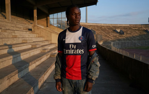 AI recreation of the Paris Saint-Germain home 2013/14 shirt, generated by Kitlist from its documented design record.