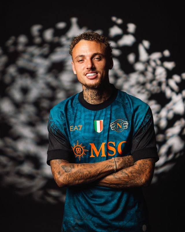 SSC Napoli player wearing the club's special Halloween shirt.