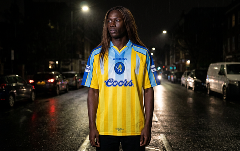 AI recreation of the Chelsea away 1996/97 shirt, generated by Kitlist from its documented design record.