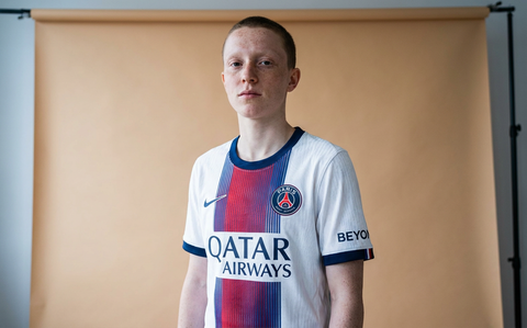 AI recreation of the Paris Saint-Germain away 2026/27 shirt, generated by Kitlist from its documented design record.