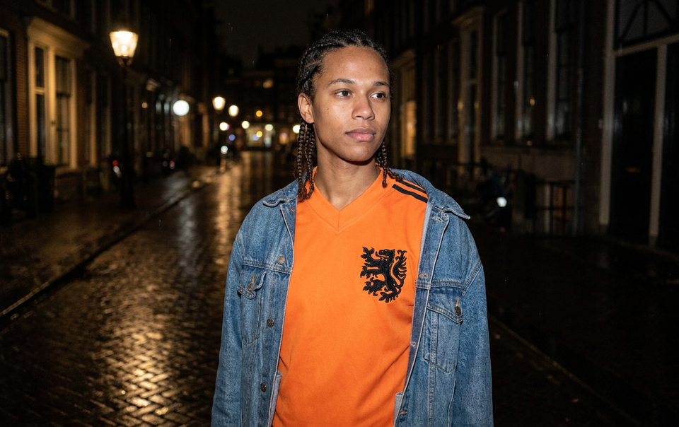 AI recreation of the Netherlands national association football team home 1974 shirt, generated by Kitlist from its documented design record.