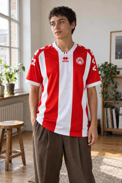 AI recreation of the KV Kortrijk home 2025/26 shirt, generated by Kitlist from its documented design record.